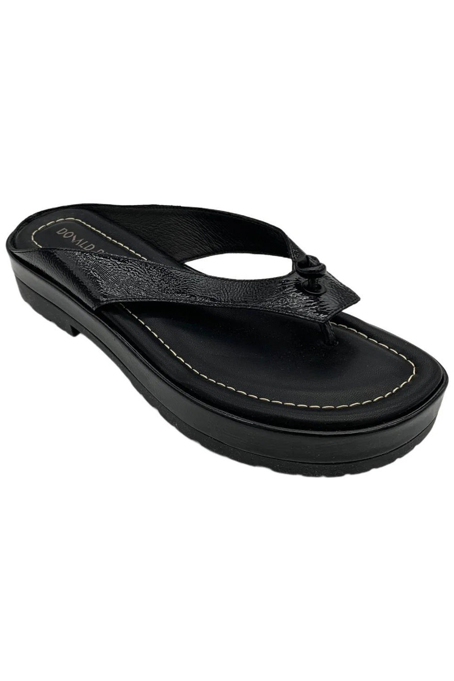 Donald Pliner Women's Seena Platform Sandal Black Crinkle Patent - Medium